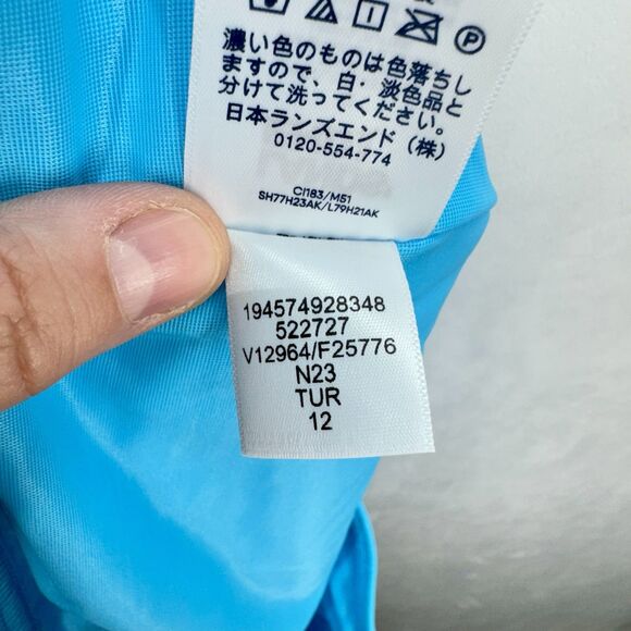 Lands End High Waisted Bikini Swim Bottoms Size 12 Turquoise Blue Beach NEW - Picture 6 of 9